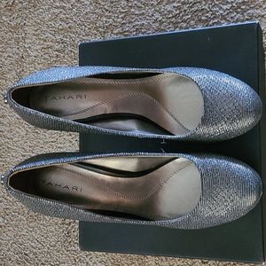 Silver  heels size 8.5 M